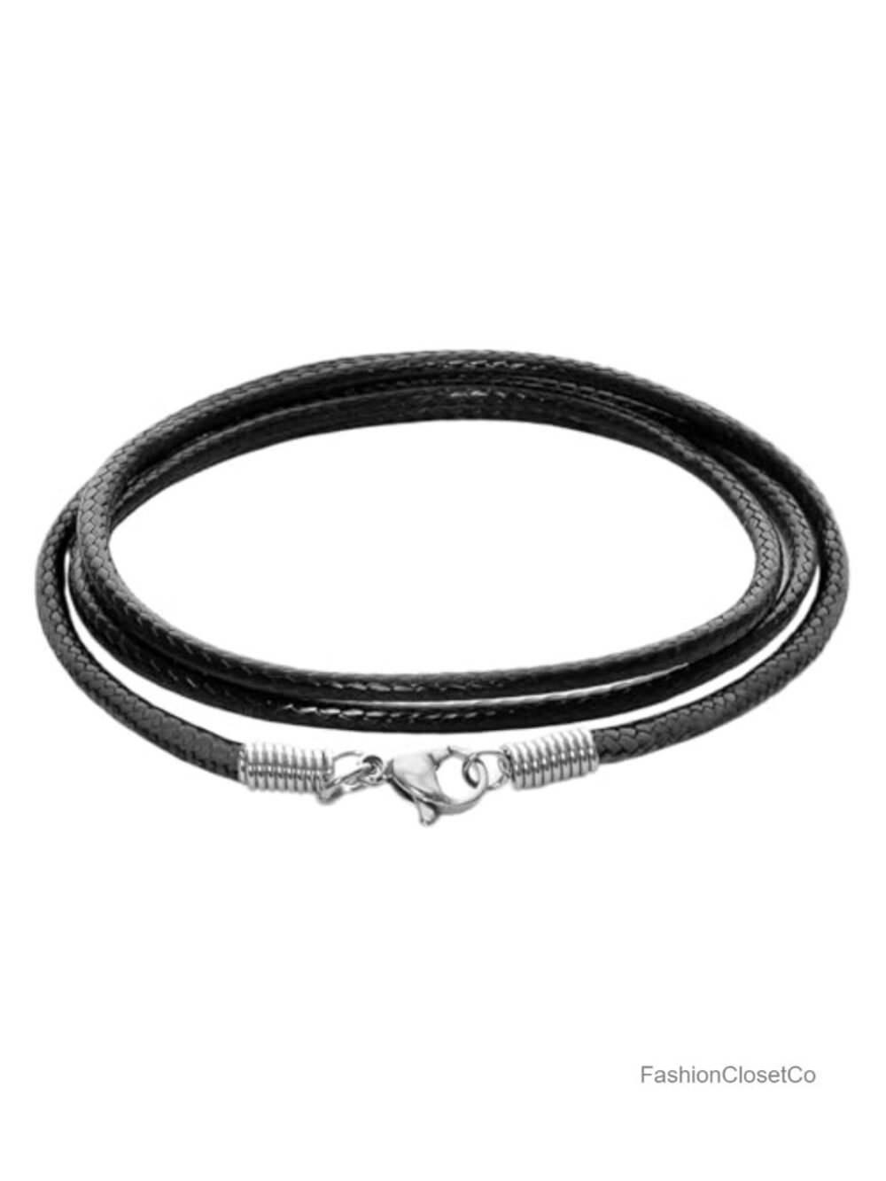 Black Wax Rope Leather Necklace Cord with Stainless Steel Clasp for Men Women